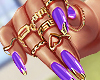 Purple Nails Gold + Ring
