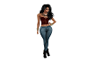 Deep Red Lace with Jeans