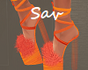 Orange Fluffy Heels
