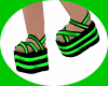 Black/Green Sandals