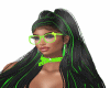 Hair black neon green