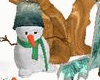 Snowman, tree, kiss pose