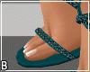 Teal Gem Open Toe Heels