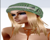 Green Hat,Blonde hair