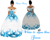 white&auqa blue gown