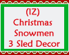 Snowmen 3 Sled Decor