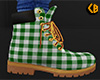 Green Work Boots Plaid M