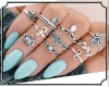 *Blue Nails Silver Rings