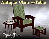 Antq Chair w/Table Grn