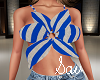 Blue Stripe Flower Top
