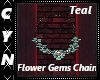 Teal Flower Gem Chain