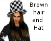 brown hair and hat