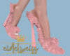 e_rose gold fur heels