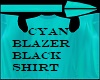 CYAN BLAZER BLACK SHIRT