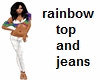 rainbow top and jeans