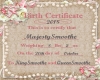 MAJESTY Birth Certificat