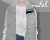 [M] Long knit scarf-grey