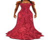 Red Floral Strap Gown