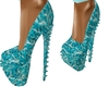 Turq n white Spike heels