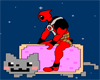 deadpool riding nyan cat