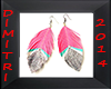Feather Earrings Pink
