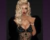 Blond BLack Fur Evening Dress Pretty Lady