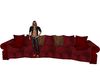 Red couch relax poses