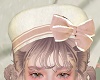 bow beret wh pink