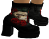 Black Skull & Roses Boot