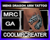 MENS DRAGON ARM TATTOO