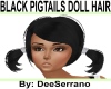 BLACK PIGTAILS DOLL HAIR