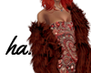 ha. Red Mini Dress + Fur