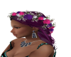 Purple hair with flowers