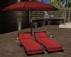 Loungers with umbrella