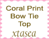Coral Print Bow Tie Top