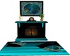 DBOE teal cosy fireplace