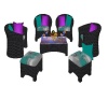Teal/Purple Patio Set