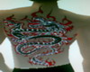 Flame dragon back tattoo