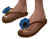 brown flip flops w/blue