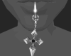 cross lip piercing