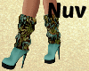Flowers Teal Boots