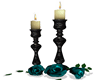 Dark Candles Teal Roses