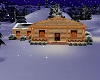 cabin with snow