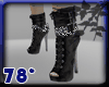 silver black satin boots