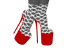 RED NET SANDALS W/HEELS