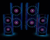 blue animated speakers