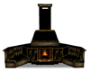 BLACK AND GOLD FIREPLACE