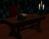 Dark Wood & Red Old Desk
