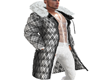 Layered Plaid  Puff Coa