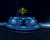 LS Blue Velvet Wall Sofa